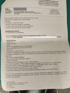 Informe clínico de Urgencias del Hospital Poniente a padre de Juan Corral