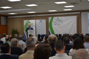Del director territorial de CaixaBank en Andalucía, Juan Ignacio Zafra, durante su intervención.