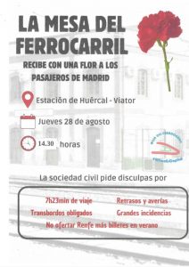 Mesa del Tren cartel rerparto flores
