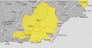 Mapa aviso meteorologico lunes 9 2 2026
