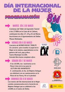 Cartel A3 Vertical Actividades previas Dalias Día de la Mujer