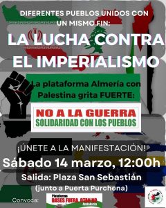 Cartel manifestacion No a la Guerra en Almeria