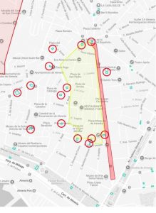 Plano de aparcamientos de bicicletas desactivados