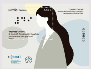 Correos sello artículo 49 de la Constitución sobre discapacidad