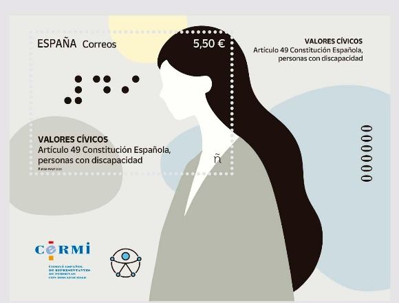 Correos sello artículo 49 de la Constitución sobre discapacidad