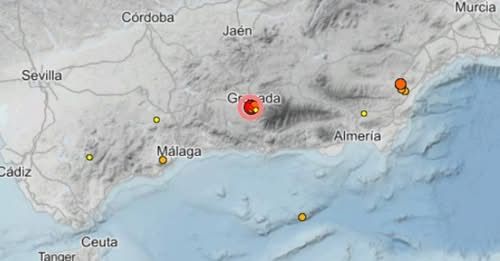 Terremoto en Granada y Almeria mapa
