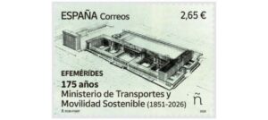 Correos sello 175 años Mº Transportes